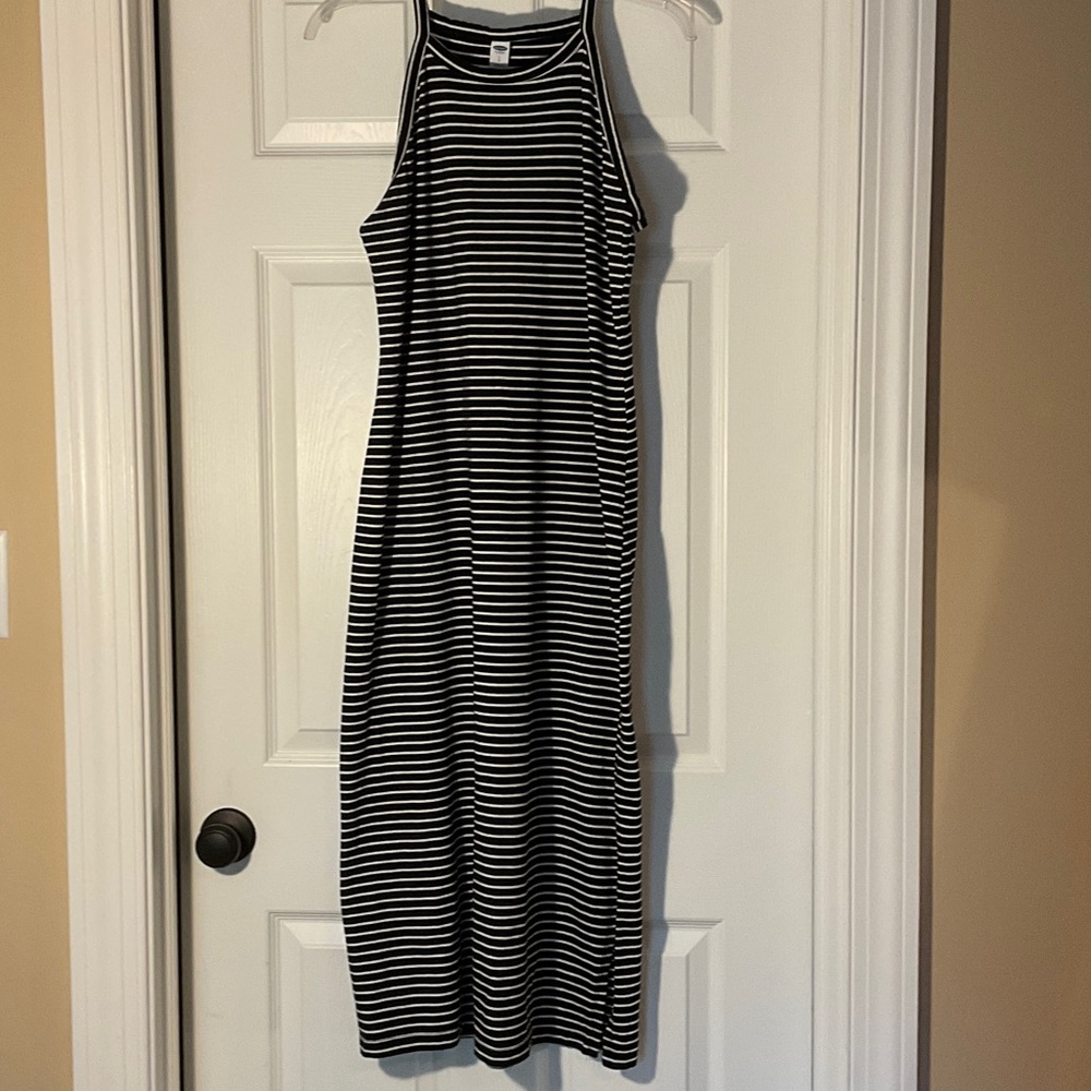 Old Navy Black and White Striped Maxi Dress